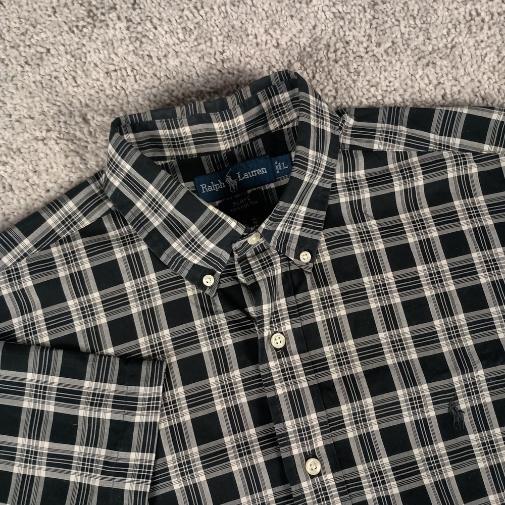 Ralph Lauren Large Blake Glen Plaid Black Pony Mens Shirt